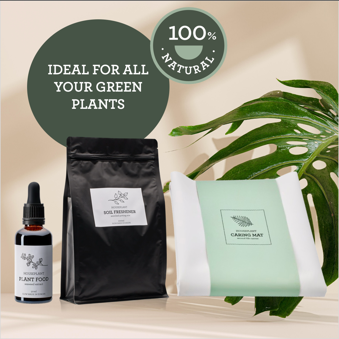 Generosa Plant Repotting Bundle - Complete Kit for Healthy Repotting | Plant Food 50ml, Soil Freshener 2000ml, Caring Mat 60x70cm