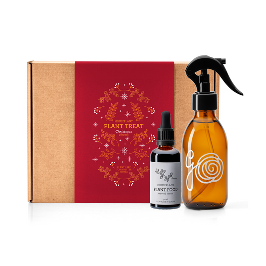 Generosa Plant Treat Gift Set Christmas Edition – Plant Nourishment | Natural Liquid Fertiliser 50ml and Glass Spray Bottle | Nutrients for Houseplants | Gift for Plant Lovers | Christmas Gift Gift Ideas, Eco-friendly Gift